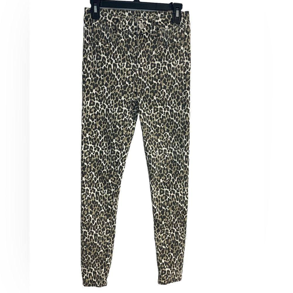 American Eagle leopard denim, High rise, stretch size 4